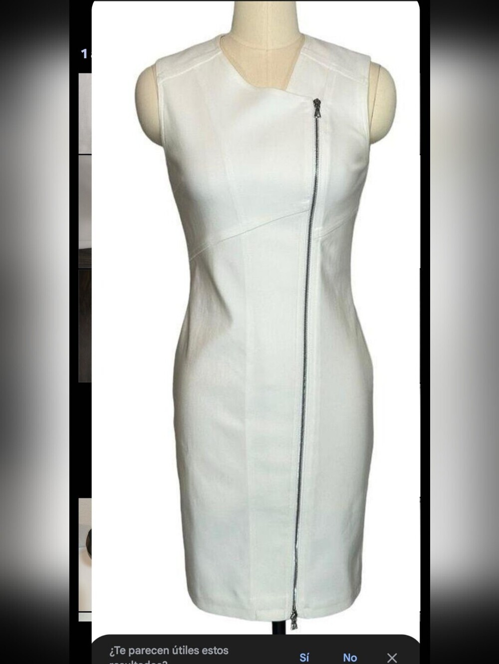 Yigal Azrouel White Strapless Dress with‎ Diagonal Zipper